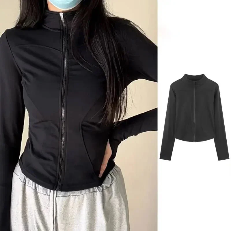 Women Sports Jacket Slim Fit Lightweight Full Zip-up Yoga Running Thumb Holes