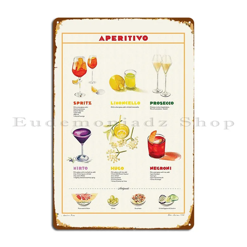 Aperitivo Ricetta Art Metal Signs Cinema Decoration Cinema Garage Custom Tin Sign Poster