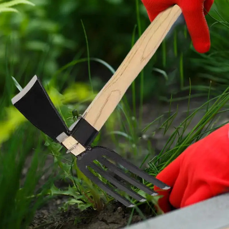 Dual Use Small Hoe Farm Garden Tools Small Lawn Rake Weeding Rake Labor-saving Loosening Soil Handheld Hoe 4