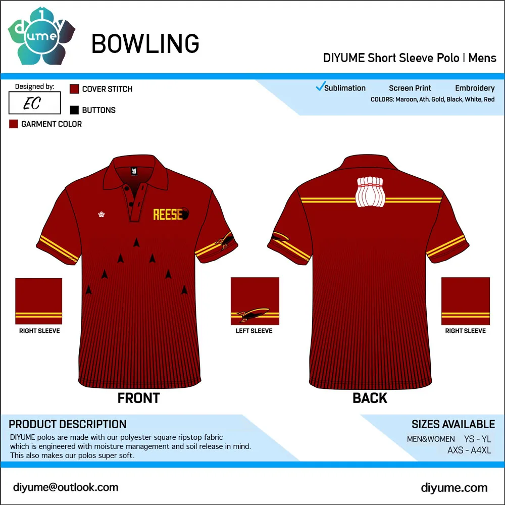 Men Women Youth Bowling Short-sleeved Polo Shirt Neckline Button Personality Retro Design Breathable Comfortable Tops