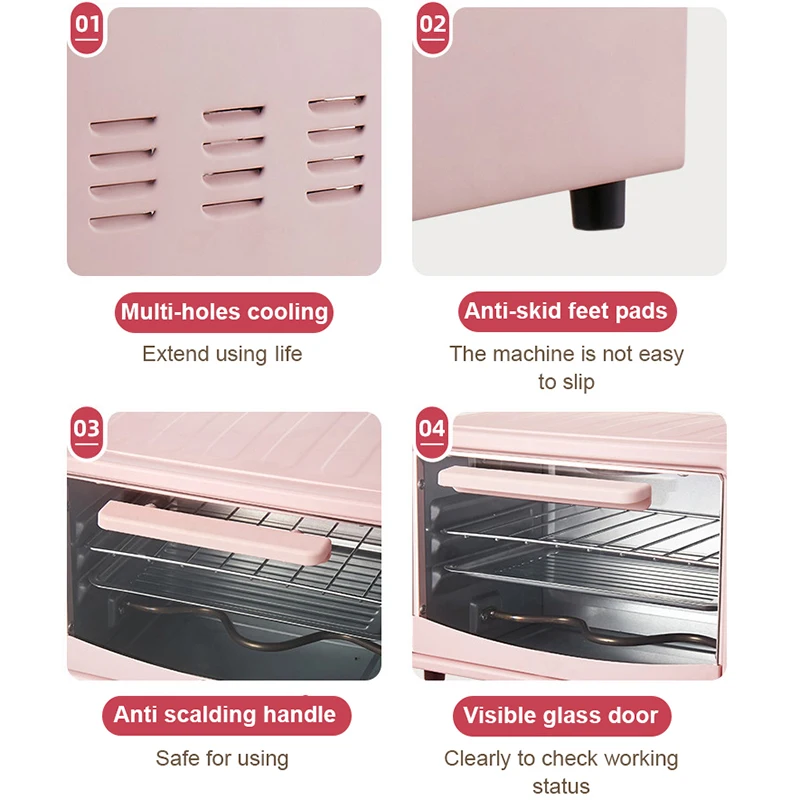 Electric oven 12L Electric Oven Multifunctional Mini-oven Roaster Household Intelligent Pizza Barbecue Bread Baking Toaster Breakfast Machine