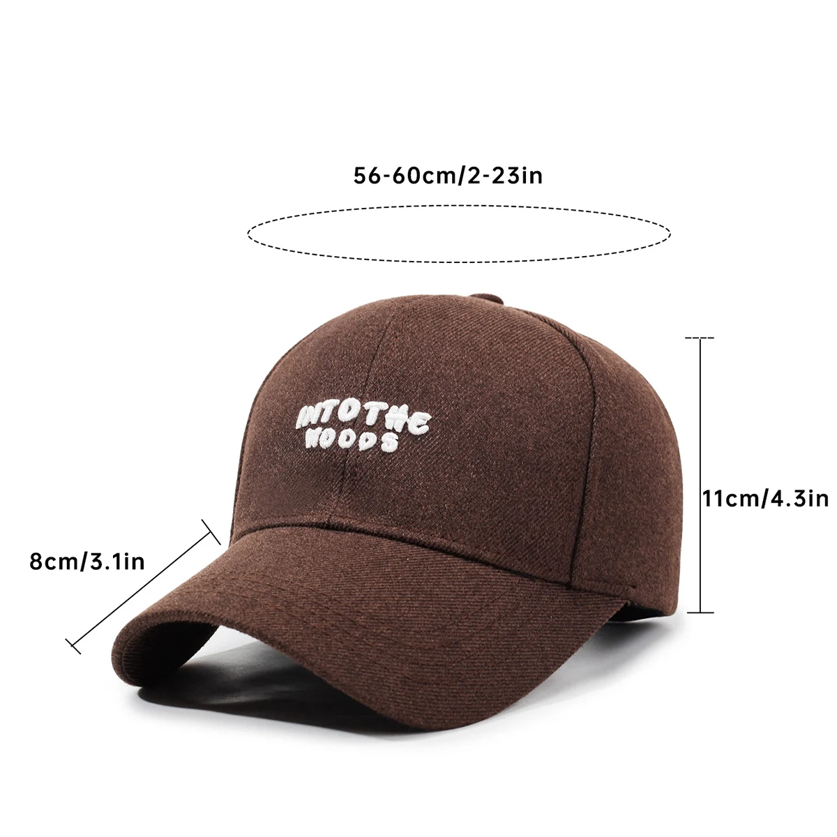 Wide-Brimmed Baseball Cap for Women and Men with Large Heads, Versatile Hard-Top Cap, Deep and Wide, Makes Face Look Smaller, Suitable for Autumn and Winter