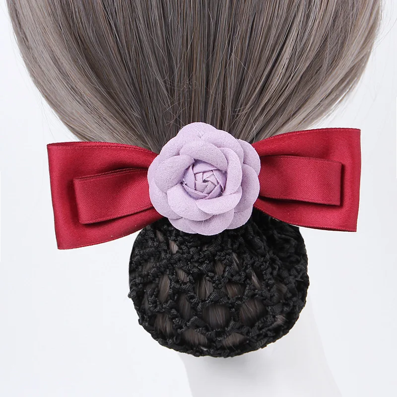 Korean Ribbon Flower Hair Clips for Women Elegant Hairpin Detachable Bow Barrette Net Bun Snood Headdress Girls Hair Accessories autumn and winter 2022 new women s short women s plush detachable coat hair collar