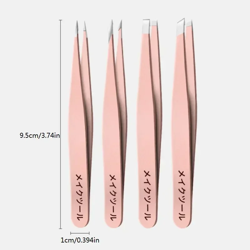 훌륭한 정밀 핀셋 키트, 4개, 눈썹용 트위저, 내향성 모발용, 턱 털용, 뽑는 모발용, 남성용 및 여성용