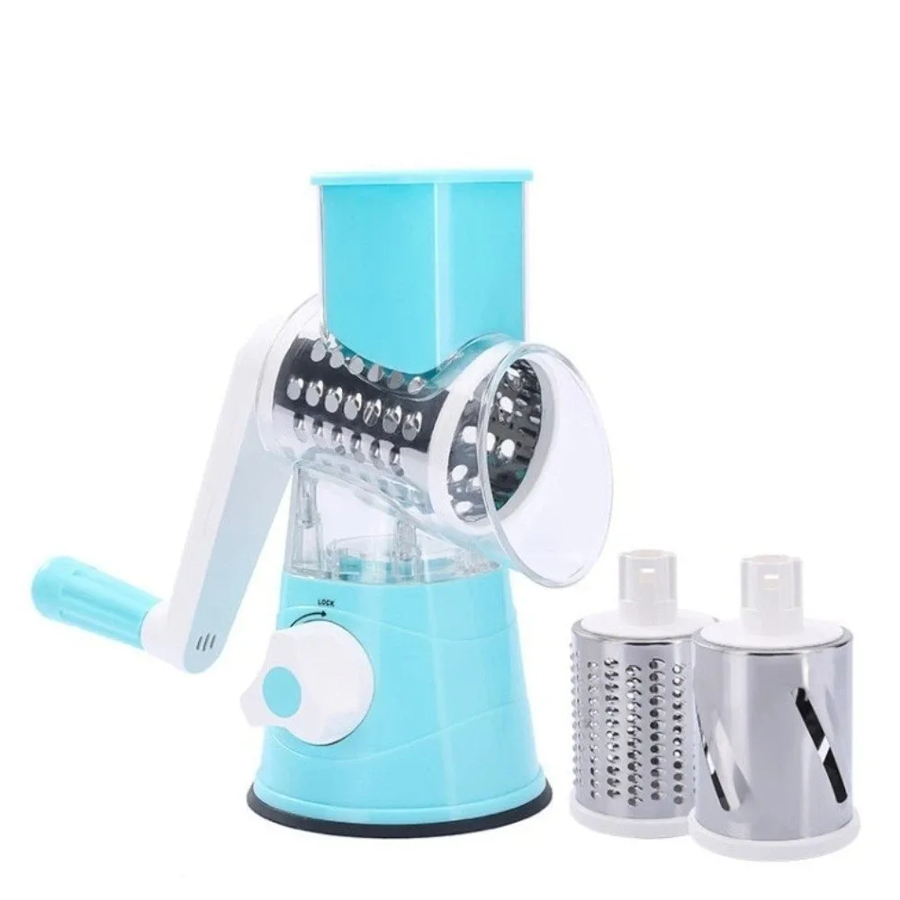 Manual Cheese Grater Rotary 3 in 1 Food Shredder Stainless Steel Drums Multifunctional Manual Rotary Vegetable Slicer Household