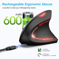 Souris Verticale HXSJ – Dual-Mode Sans Fil, Rechargeable Type-C, 2400 DPI, 600mAh 5