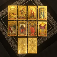 

Plastic Waterproof Tarot Gold Foil Tarot Cards Full English Edition Magician Tarot Deck Board Game Send English Rules