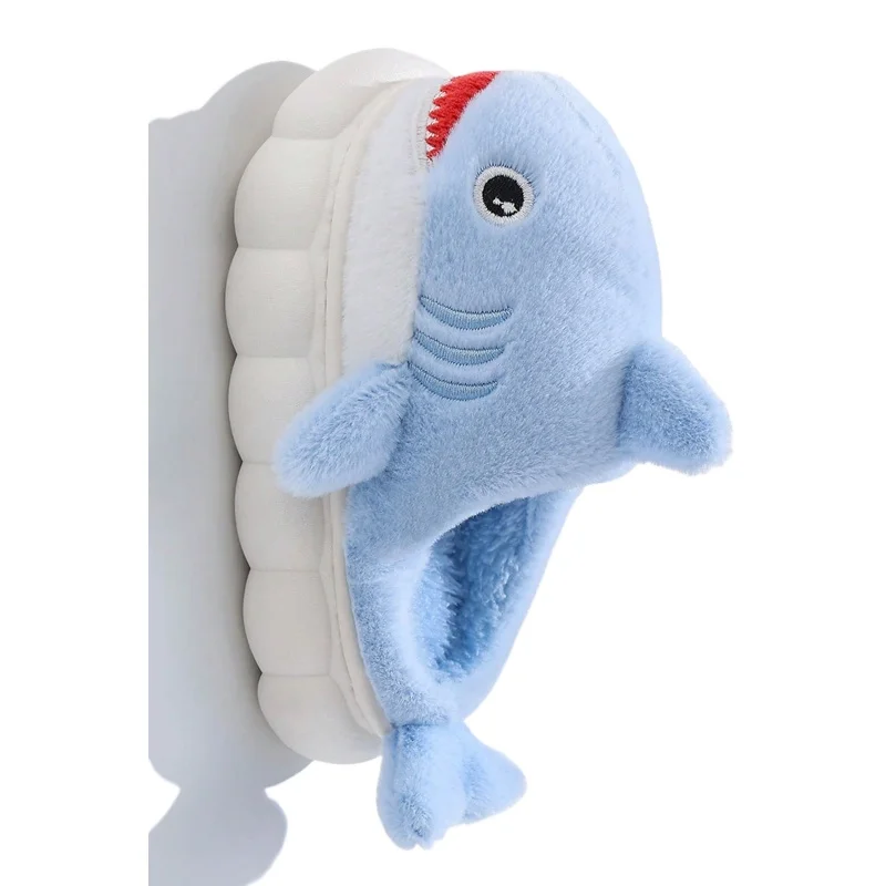 Warm Children's Shoes Suitable for Cute Shark Designs for Boys and Girls, Creative Autumn and  Winter  Indoor  Slippers
