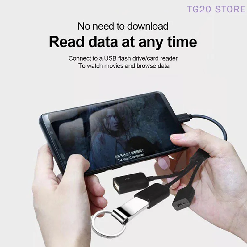 3in1 Micro USB To 2 OTG 3 Port HUB Cable Splitter Micro-USB Type-C Adapter Converter For Tablet Android Mouse Keyboard