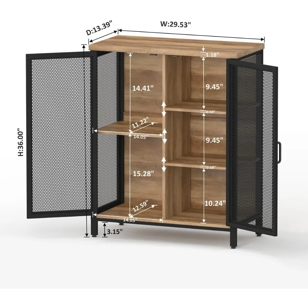 Small Bar Cabinet with Storage for Home Rustic Farmhouse Liquor Cabinet Industrial Buffet for Living Room