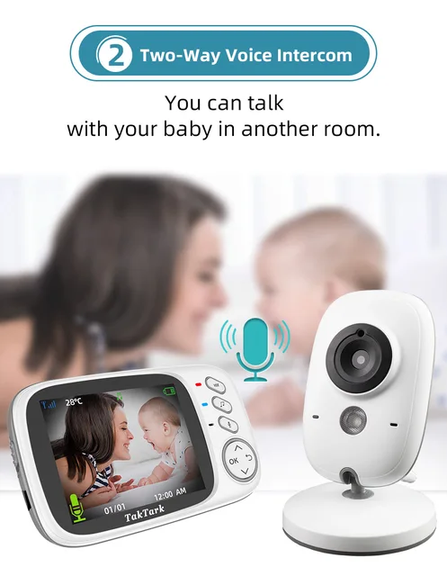 TakTark Babyphone Camera, Babyphones Video 3.2'' LCD Camera Bebe  Surveillance de la Température de Vision Nocturne, Communication  Bidirectionnelle Visiophone Bébé en destockage et reconditionné chez  DealBurn