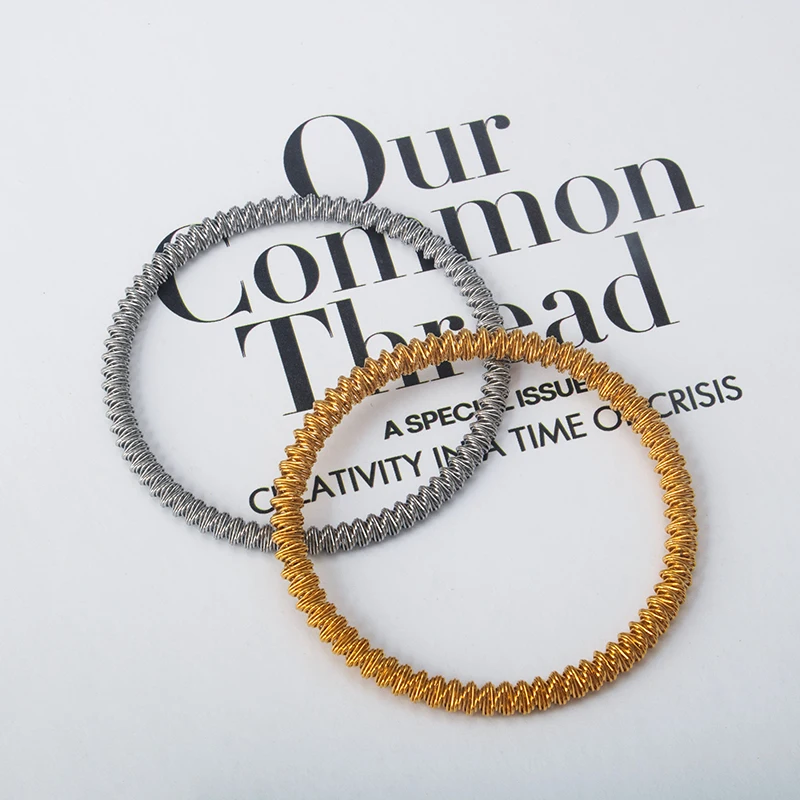 스테인리스 스틸 용수철 팔찌, 여성용 핸드 쥬얼리, 크로스보더, 심플한 고급 클래식 패션, 2024 신상