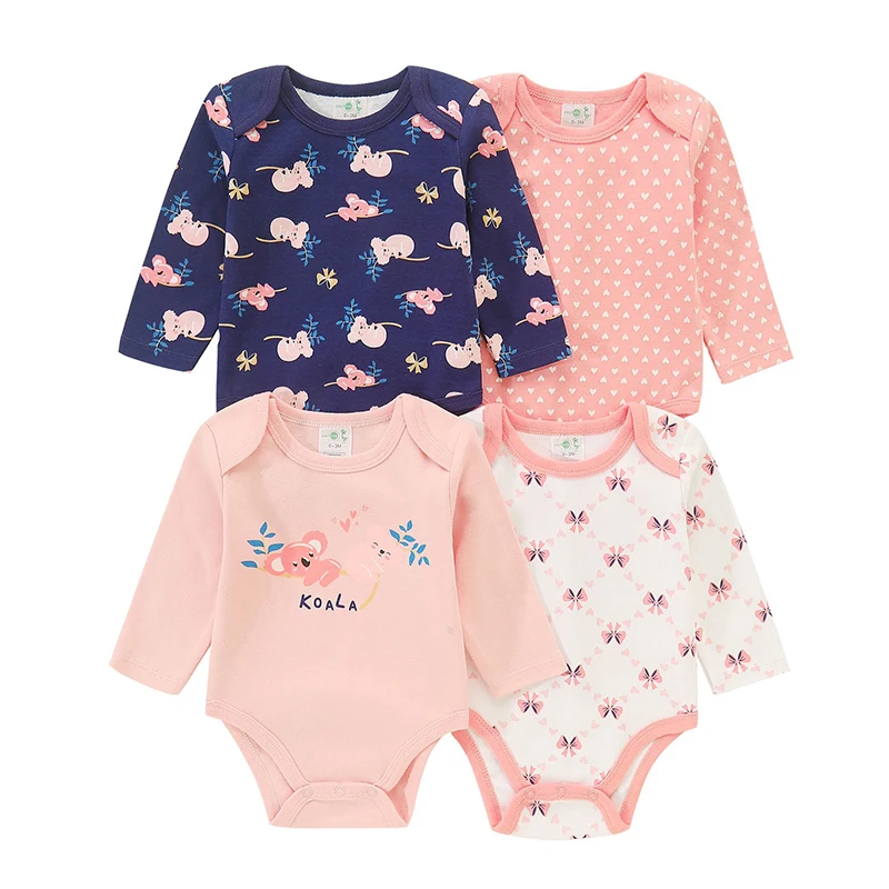 4 pezzi abbigliamento per bambini body per neonati manica lunga set di vestiti per neonati di alta qualità in puro cotone cartone animato abbigliamento per bambini per 0-12 mesi - immagine 3