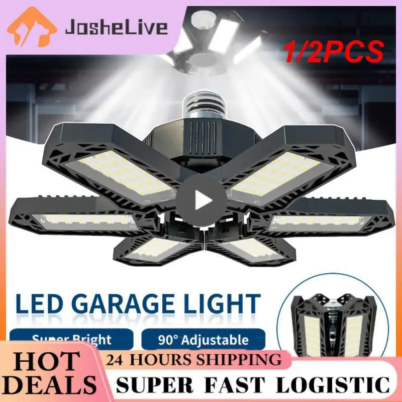 

1/2PCS Garage Light LED E27/E26 6 Panels Adjustable Led Lamp Garage Ceiling Light Deformable Storage Bulb Workshop Garage Light