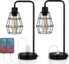 Edison 2-piece bedside table reading desk lamp with dual USB charging ports and sockets 1