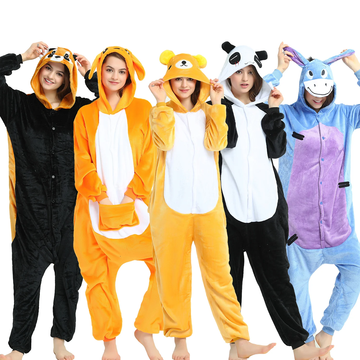 Kigurumi Unicorn One Piece Pajamas Women Winter Overall Flannel Cartoon Cosplay Sleepwear Costume Jumpsuit Animal Onesies Men