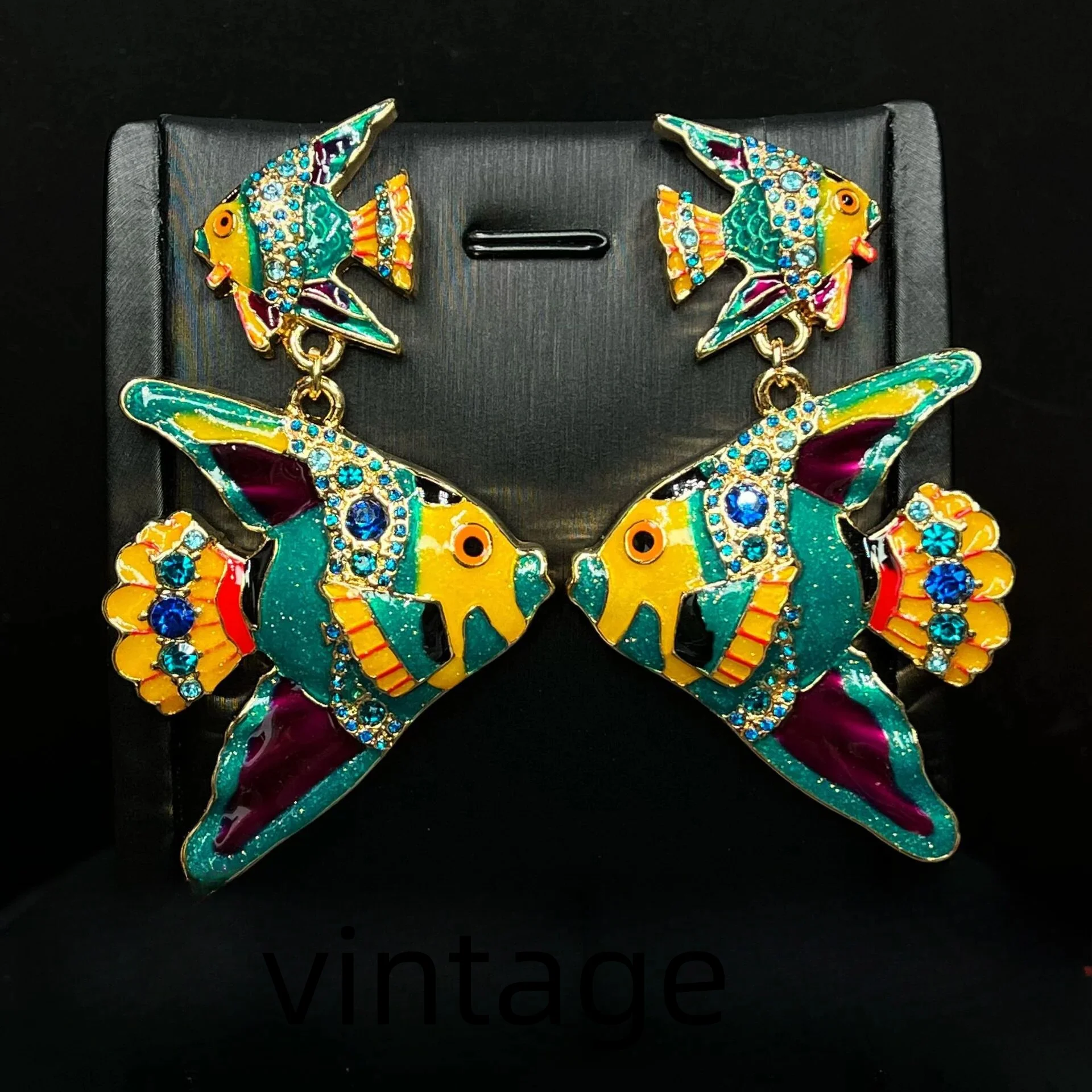 

European and American Fashion Vintag Enamel Court Style Exaggerated Colored Earrings Women Jewelry Accessories