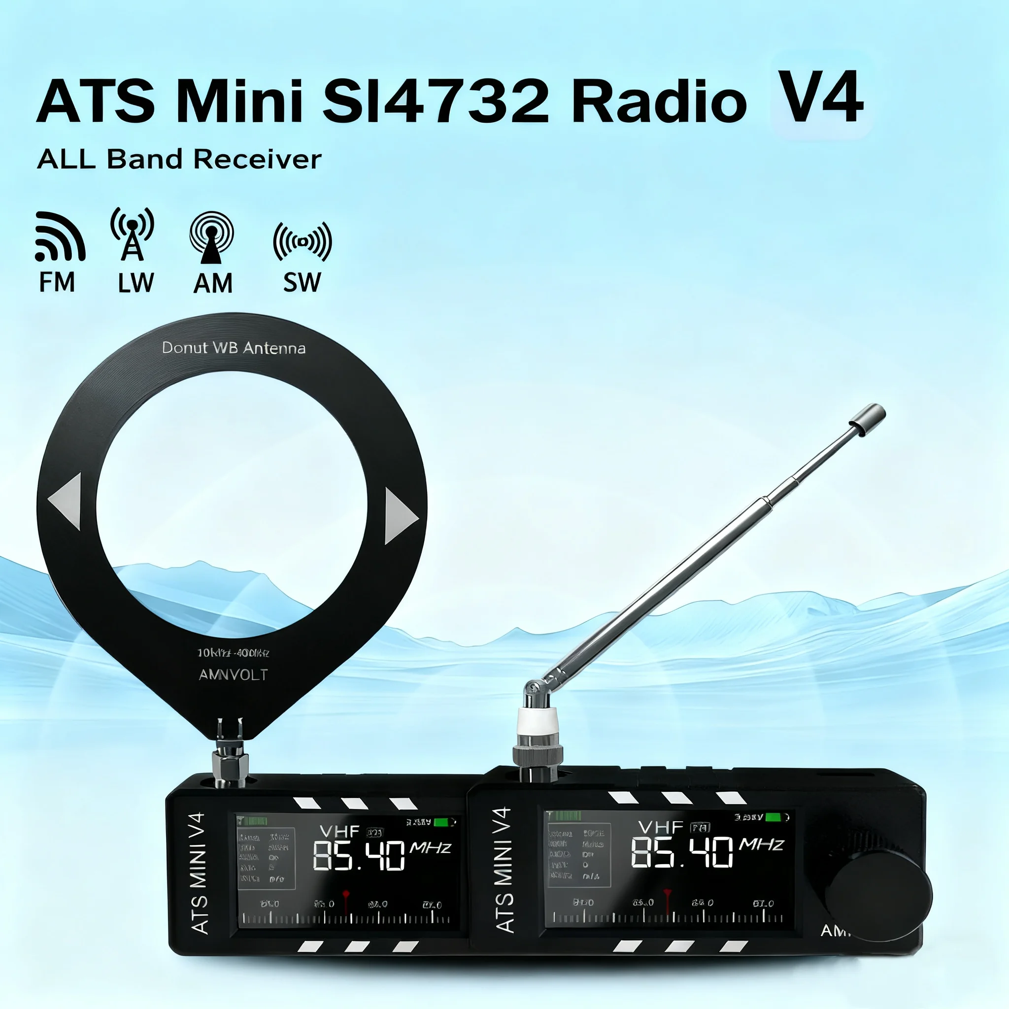 AMNVOLT V4 ATS MINI SI4732 ラジオ 全帯域 DSP ラジオ FM AM SSB LSB