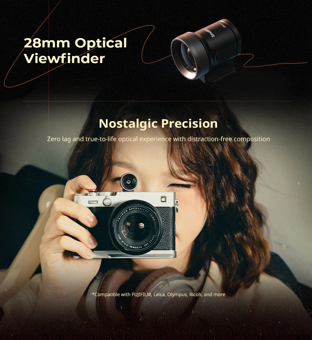 SmallRig Camera 28mm External Optical Viewfinder APS-C 5-lens Optical System for