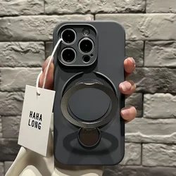 Enhanced Silicone Magnetic Case with 360° Rotating Ring Holder and Kickstand - iPhone 14 (Graphite Grey)