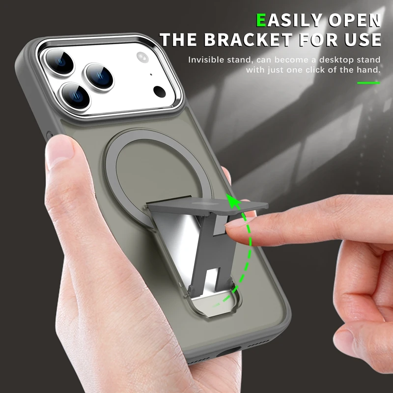 Magnetic Folding Stand Matte Bumper Phone Case with Magsafe Compatibility