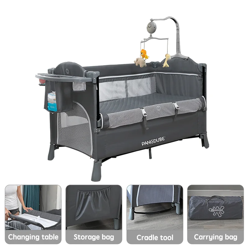 Дитяче багатофункціональне ліжечко 0~6 років Дитяче ліжко, дитяче качалка, пеленальний столик Дитяче ліжечко Безкоштовне встановлення Складне ліжечко