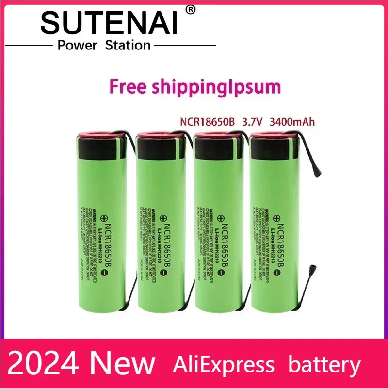 

100% original NCR18650B 3.7V 3400mAh 18650 rechargeable lithium battery for 18650 battery + DIY nickel piece