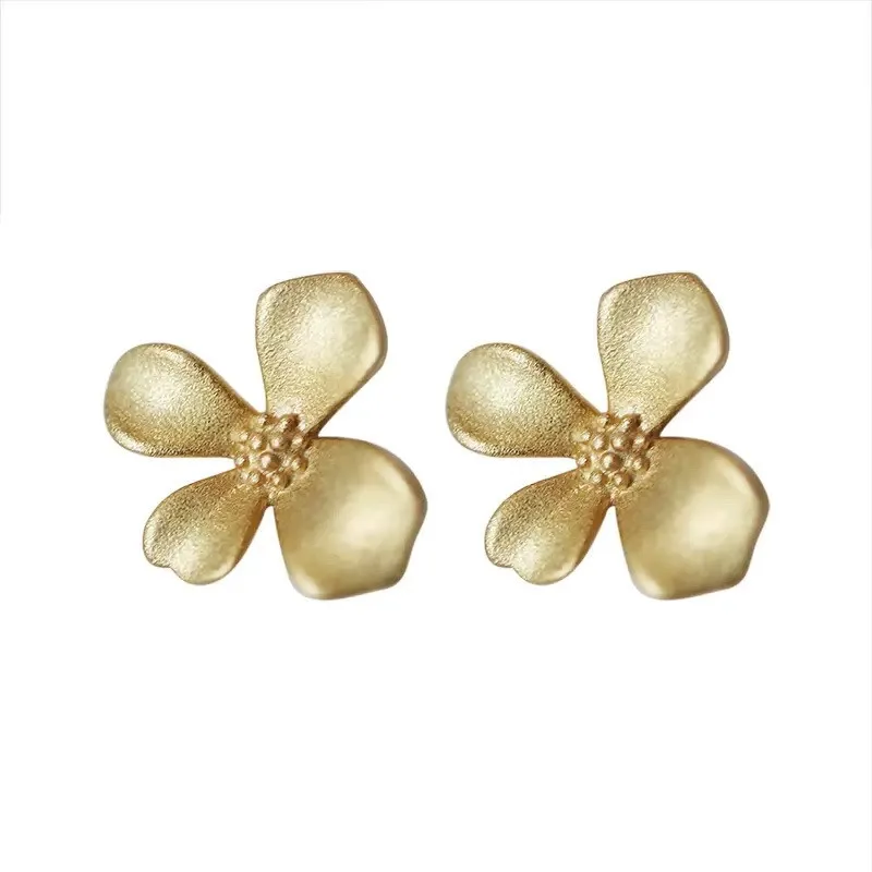 14K Gold-Plated Tiny Flowers Stud Earrings for Women 2024 New Trend Sweet Earring Pretty Girls Jewelry Gifts
