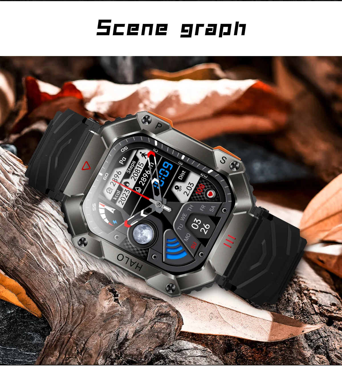 620mAh large battery durable military smart watch0