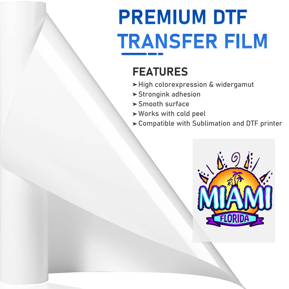 DTF Transfer Film Roll 13 Inch*328FT A3 DTF PET Film For A3 Printer 30CM*100M Roll Direct Print on T Shirts Textile