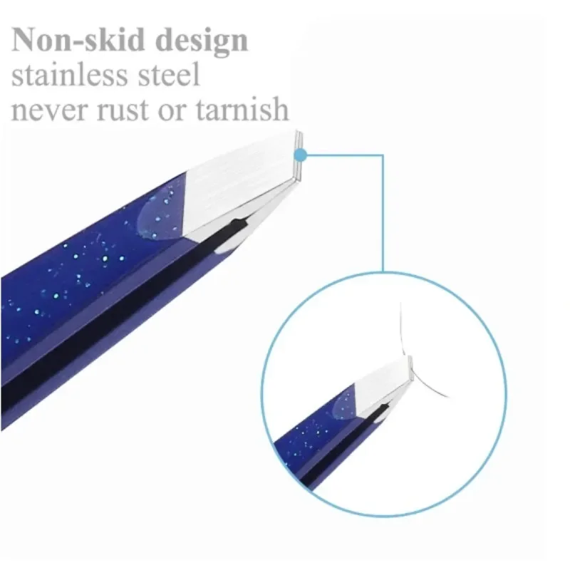 Eyebrow TweezersSparkly Stainless Steel Tweezers Positive Oblique Eyebrow Tweezers Drop Gel Gradient Beauty Eyelash Repair Girl