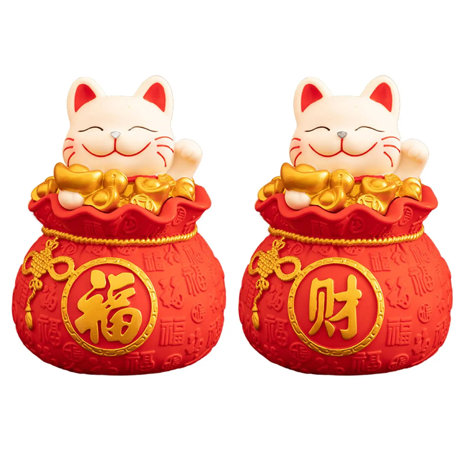 Fortune Cat Statue Piggy Bank Lucky Cat Welcome Cat Desk Ornament Saving Box Feng Shui Decoration For Bookshelf Home Decor