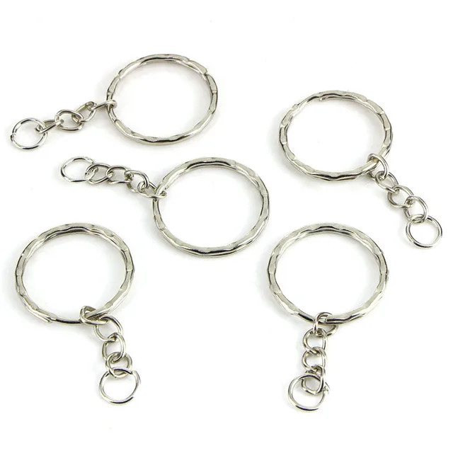 50PCS DIY 25mm Polished Silver Keyring Keychain Split Ring Short Chain Key Open Jump Ring Metal For DIY Keychains Jewelry Making - Image 2