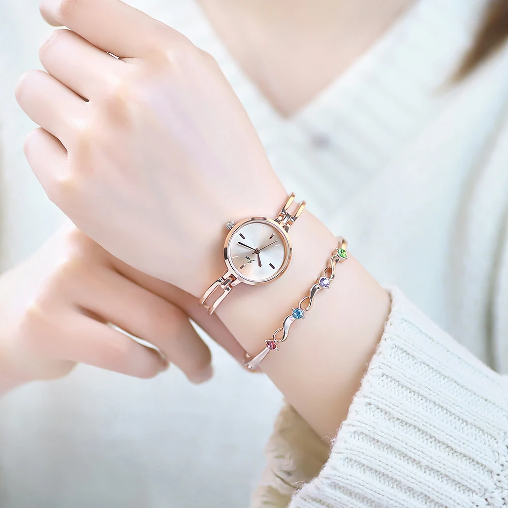 Moda quadrante piccolo oro rosa orologi da donna cinturino in lega di lusso orologio da polso da donna regalo Relogio Feminino orologio al quarzo per le donne