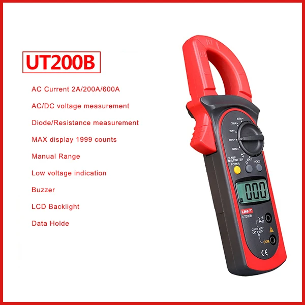 UNI-T UT200A LCD Digital Clamp Meter Tension Courant Diode Test de résistance 