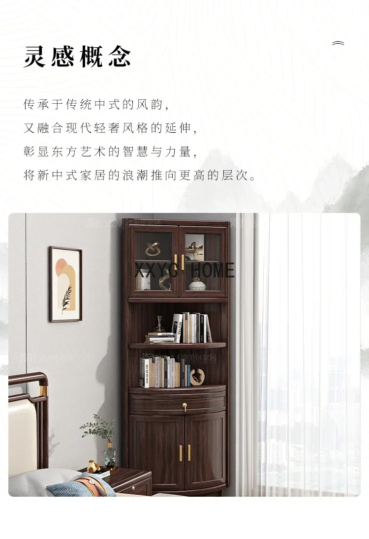 New Chinese Solid Wood Corner Cabinet Purple Gold Ebony Living Room Corner Cabinet Storage Bedroom