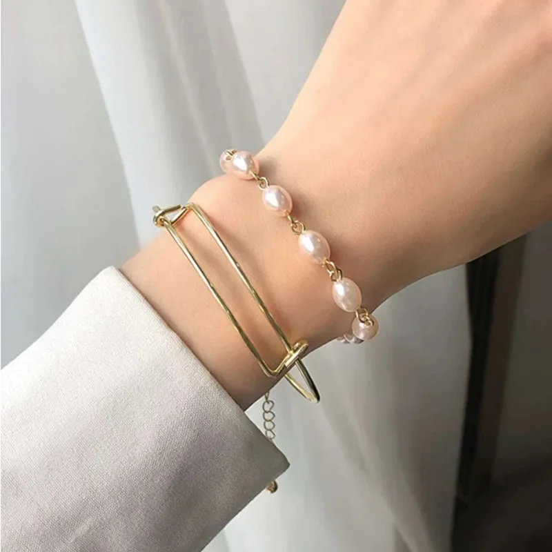 Chain Bracelet 4PCS/Set Boho Geometric Tassel Chain Bracelet Women MultiLayer Bangles Charm Party Wedding Beach Jewelry Set Accessories