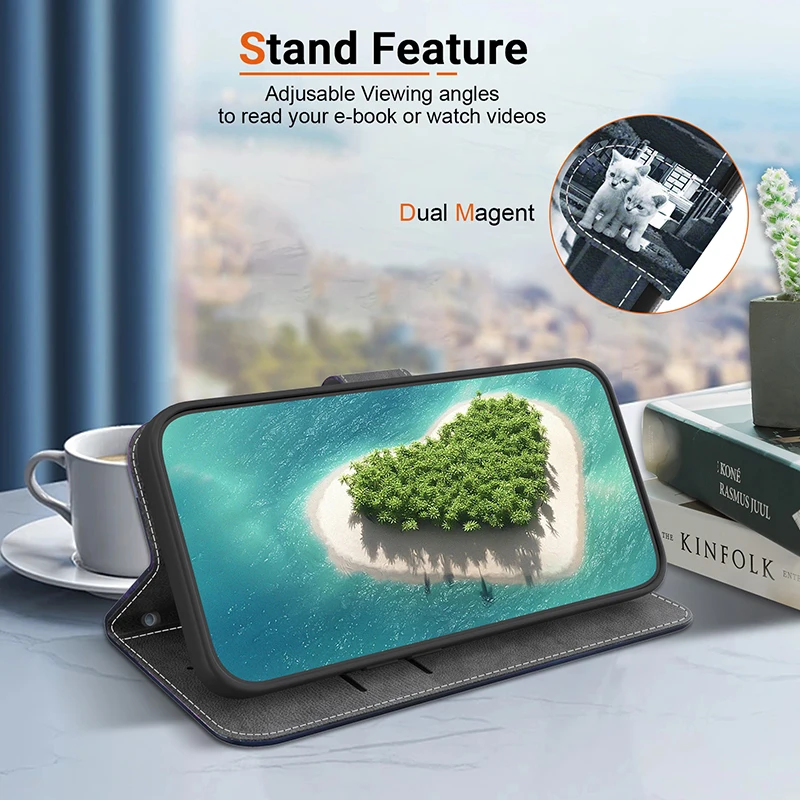 Cartoon Magnetic Book Cover Stand Flip Wallet Case