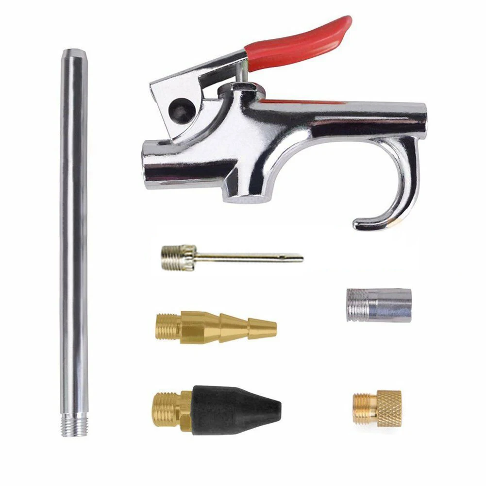 

Complete 7 piece Kit of Air Compressor Blow Nozzle Tip Needle Inflation Blower Accessory for Hard to Reach Areas