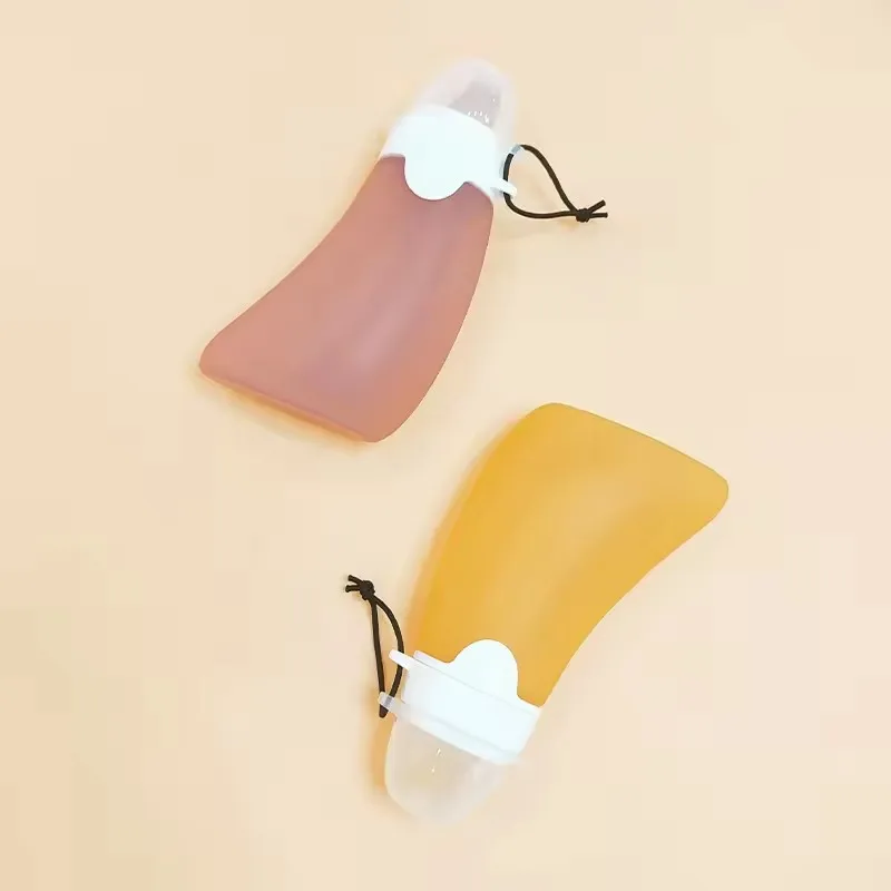 Baby Food Pouch Refillable Silicone Yummy Pouch Puree Breastmilk Storage Bag for Kids Toddler Feeder Bottle