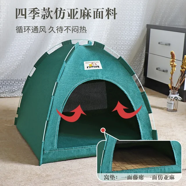 Pet Tent Bed Removable Cat Sofa Basket Canvas Semi-enclosed Cat House Dog Cave Hut Cat Sleeping Bed for Room Decor Pet Supplies 2