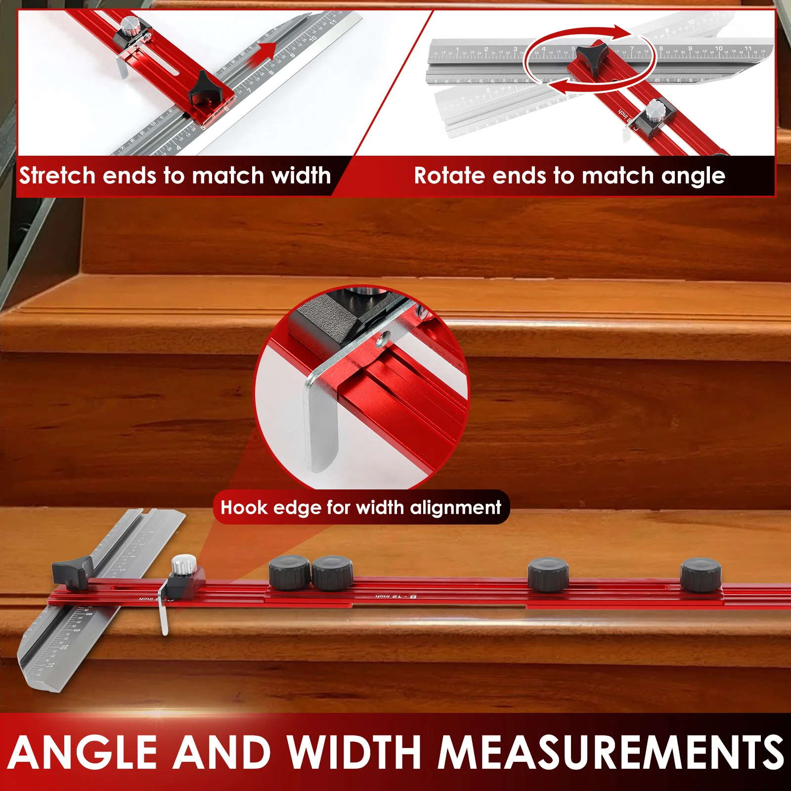 Stair Tread Template Tool Metal Measuring Tools Adjustable Stair Tread Gauge Measuring Flexible Angle for Stairs Risers Shelves