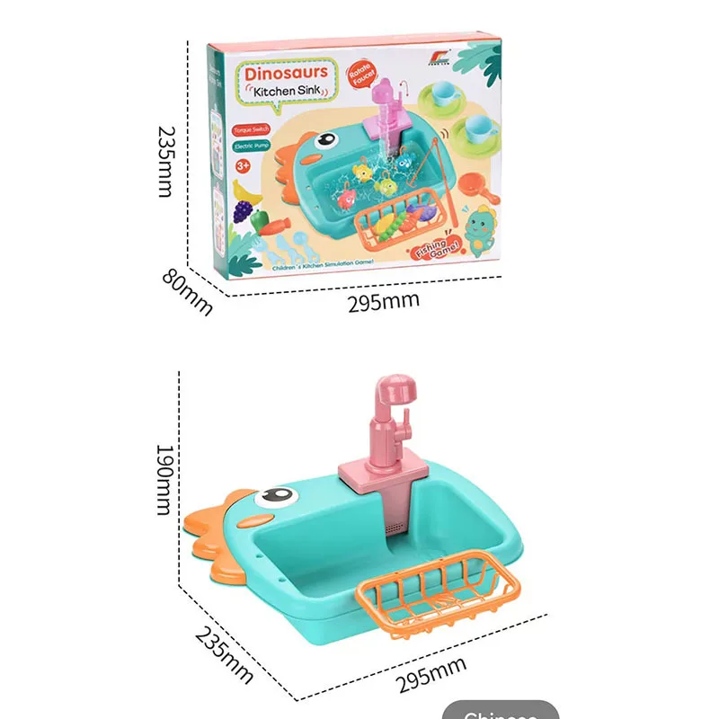 Jouets d'évier de cuisine pour enfants avec accessoires de vaisselle, jeux de pêche de légumes et de fruits pour tout-petits, jeu de cuisine pour enfants