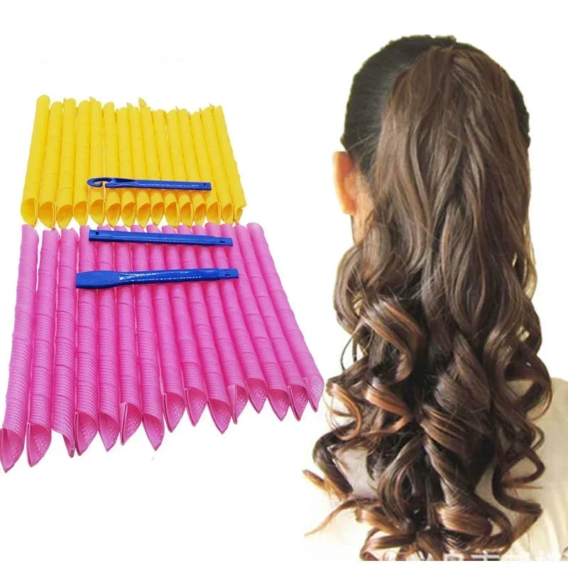 Hair Rollers Snail Shape Not Waveform 10pcs 4 Sticks Spiral Round Curls Hair Curler Soft Curler Bendy Rollers