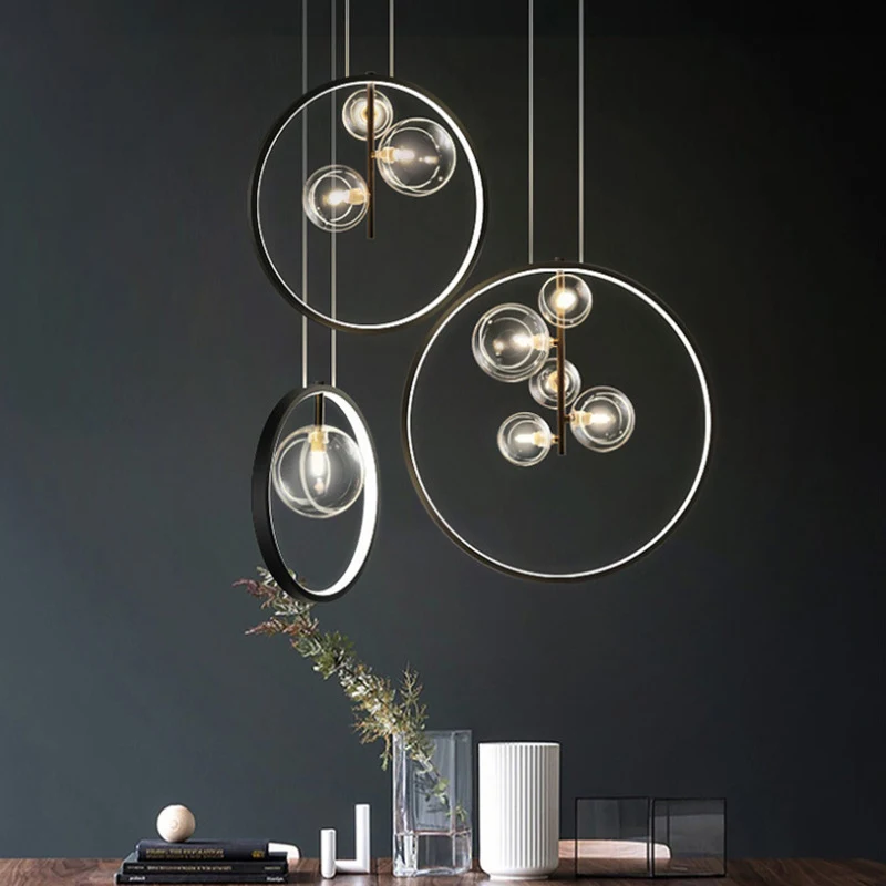 Nordic Designer Bubble Ball Dining Table Chandelier for Restaurant Living Room Bar Creative Personality Glass Lighting Fixtures led chandelier ceiling chandelier