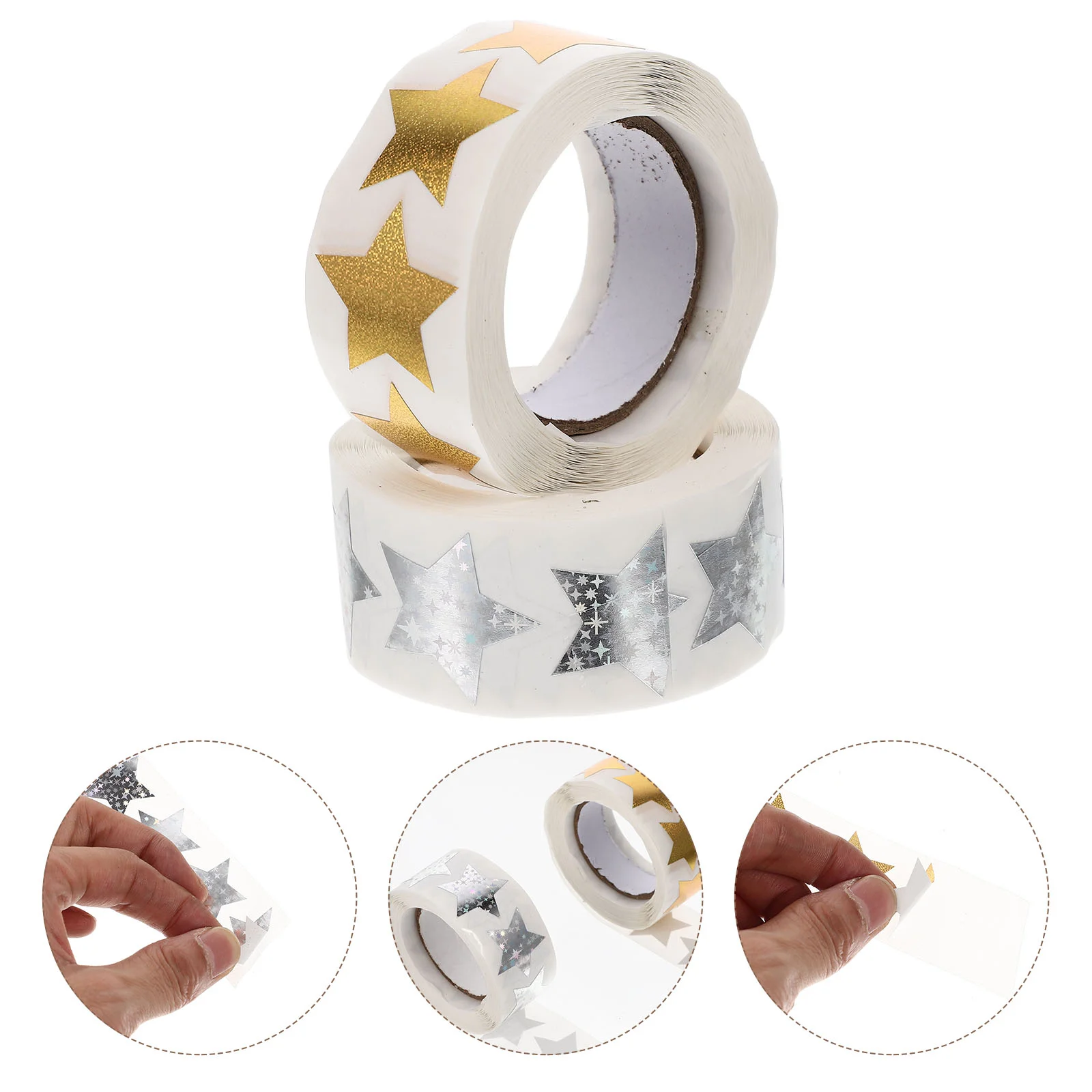 

2 Rolls Star Stickers Sparkle Gift Packaging Decals Decorative Commodity Self-adhesive Coated Paper Wrapping Five-pointed Child