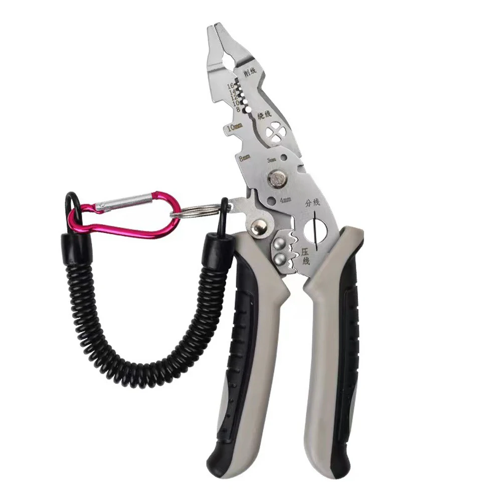 Wire Stripper Professional Wire Stripping Tool Electric Cable Cutter Electrician Crimping Pliers with Metal Locking Buckle