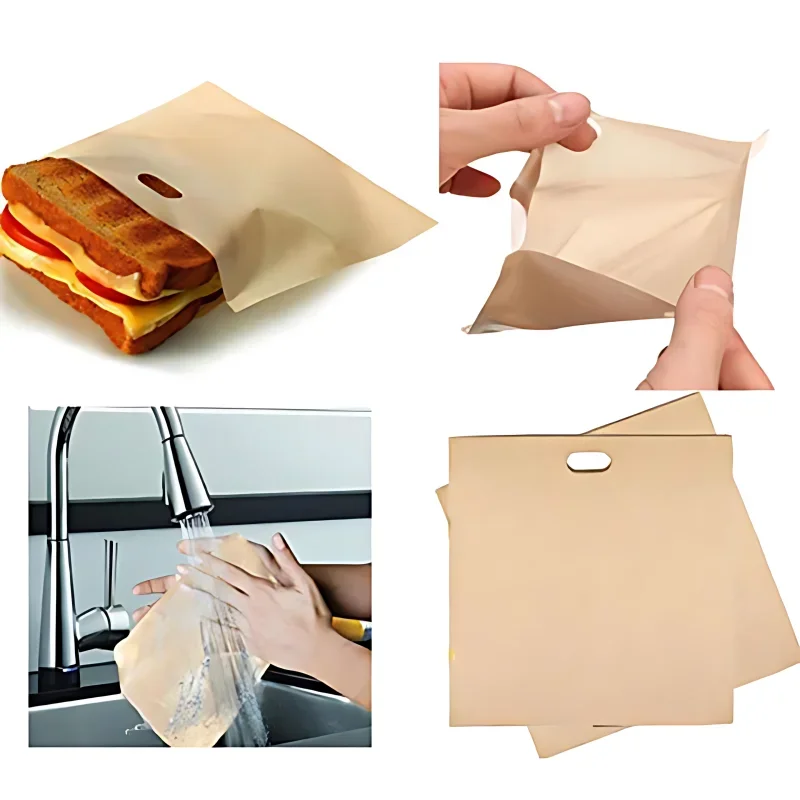 Reusable Toaster Bag Non Stick Bread Bag Sandwich Bags Fiberglass Toast Microwave Heating Pastry Tools microwave cooking bags toaster bag