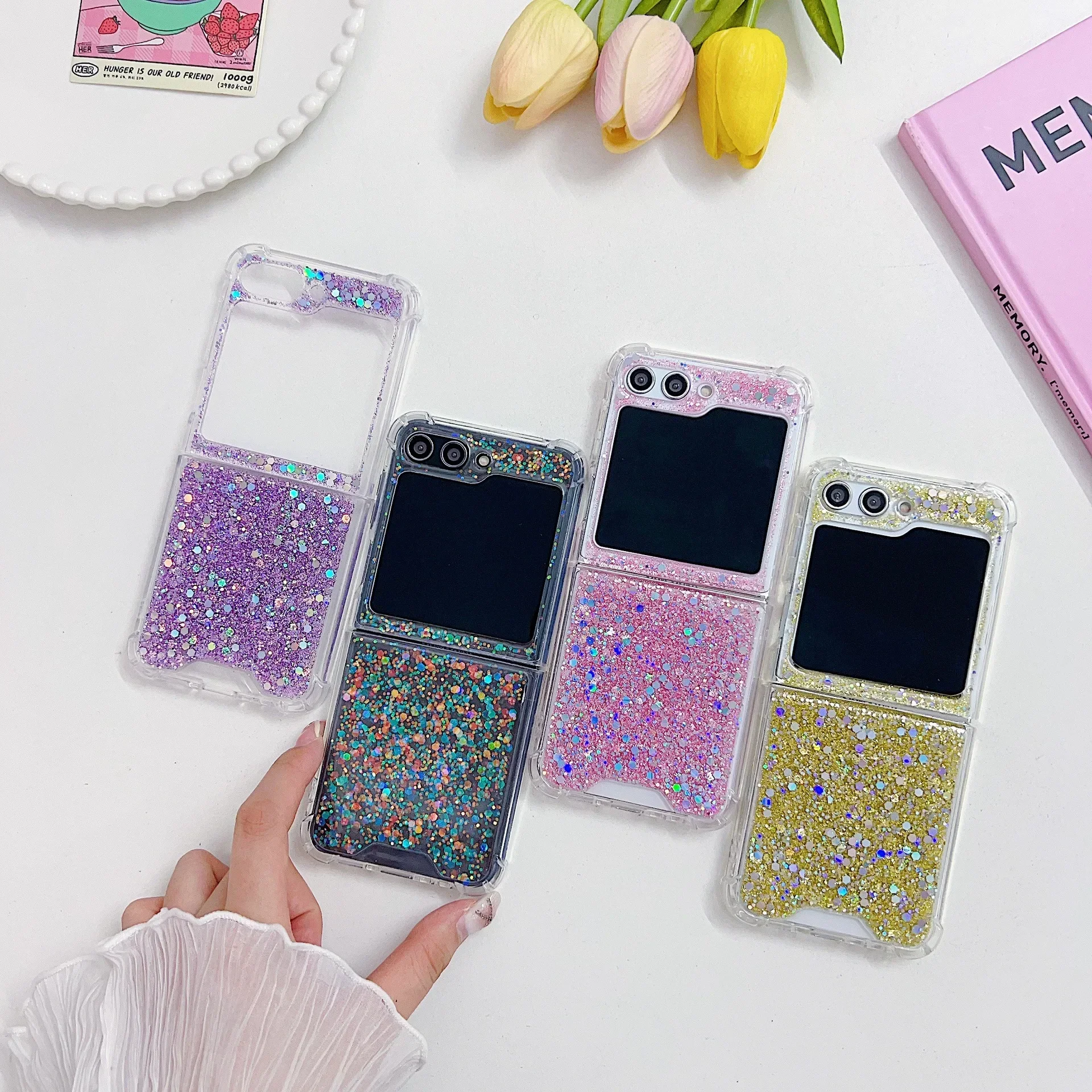 Colorful Transparent Glitter Shockproof Silicone Case with Four-Corner Protection