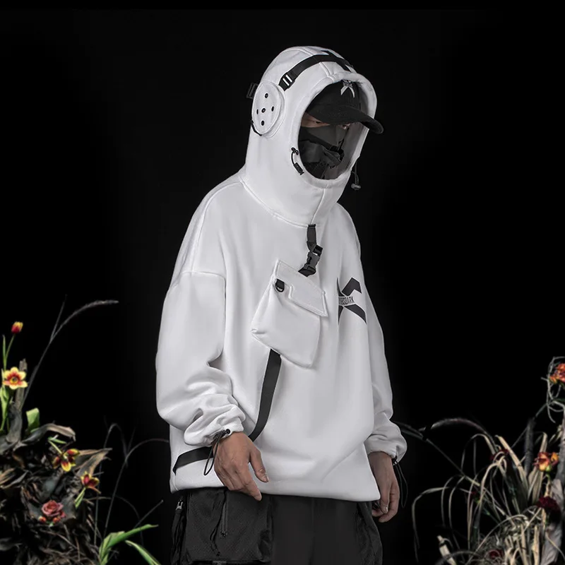 

Men hooded Sweatshirt Dark functional style Cyberpunk astronaut hooded sweater Men's oversized hip-hop jacket Women's unisex top